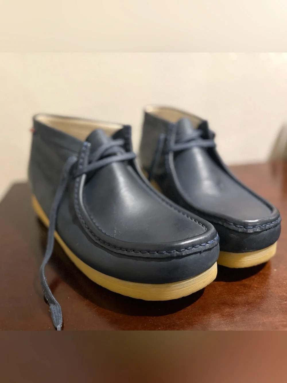 Clarks Originals Wallabee Boot Navy Leather Crepe Sole Men’s Size 12